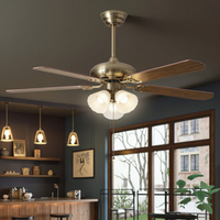 Ventilateur de plafond LED moderne classique de 52 pouces, 6 vitesses, 5 pales, moteur AC, télécommande, intensité variable, 3000K/6400K, ampoule décorative pour îlot de cuisine