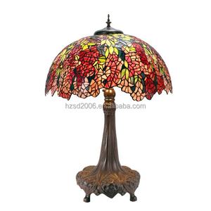 Lampe de table en verre Tiffany personnalisable, style européen, base en laiton, motif glycine, pour l'éclairage et la décoration de la maison - Product Image 6