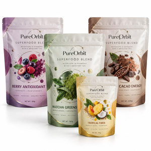 Sachet Doypack personnalisé avec logo pour céréales, à soufflet latéral, fenêtre transparente, fermeture zip, qualité alimentaire, 1lb 2lb - Product Image 1