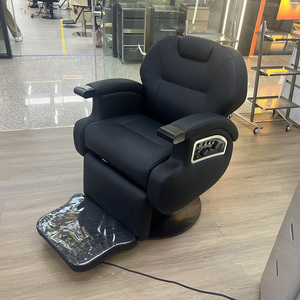 Fauteuil de Barbier Vintage Électrique Inclinable de Luxe et Haut de Gamme en Cuir Noir, Ultra Robuste et Magnifique, pour Hommes Avec <span class=keywords><strong>Massage</strong></span> - Product Image 3
