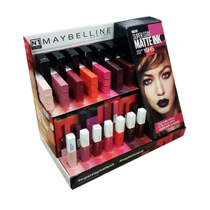 Customized eyelash lash lipstick make up product display stands counter table top cardboard cosmetic display stand