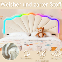 Kuschelwürdiges Teddybett mit RGB-Lichtern, die sich mit der Musik bewegen, USB-Ladestation und Aufbewahrungskörben