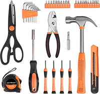 Ensemble d'outils en acier au carbone et plastique de 39 pièces pour usage domestique général, boîte à outils en plastique, boîte de rangement portable