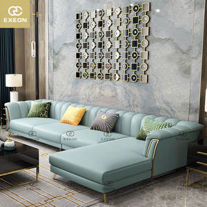 Nuevo sofá de esquina de cuero de lujo en forma de L, conjunto de muebles de sala de estar, sofá de esquina de cuero, sofá de sala de estar - Product Image 4