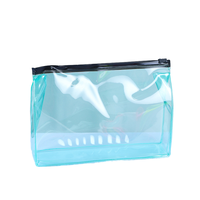 Sac de rangement pour maillot de bain en EVA PVC bleu néon imperméable avec fermeture éclair et soufflet inférieur, promotion bon marché