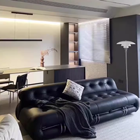 Canapé en cuir design, grand cadre en acier, style Hippo Wabi-Sabi, simple, double ou trois places, pour salon