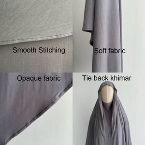 خمار صلاة بطبقة واحدة من قطن الجيرسيه الفاخر برباط خلفي، خمار فوري طويل للبيع بالجملة، ملابس إسلامية لرمضان والعيد - Product Image 3