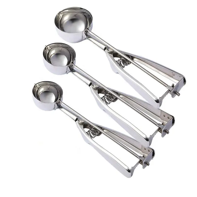 Thép Không Gỉ Ice Cream Spoon DIY Mash Khoai Tây Icecream Scoop Vòng Trái Cây Baller Maker Phụ Kiện Nhà Bếp 3 Kích Cỡ Cho Sự Lựa Chọn