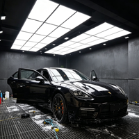Boîte à lumière LED suspendue étanche à film souple, haute luminosité 6500K, angle de faisceau 180°, 10000 lumens pour atelier de detailing automobile