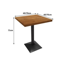 Table de café de Restaurant en bois à usage commercial Table basse de salle à manger carrée en bois de noyer à Base en métal pour Restaurant