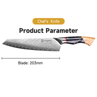 KEEMAKE Couteau Kiritsuke de haute qualité de 8 pouces Couteau de cuisine japonais en acier damas avec manche en résine