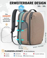 Sac à dos de voyage pour ordinateur portable en Oxford imperméable extensible 30L-38L Grande capacité Léger 17 pouces Sac à dos décontracté unisexe