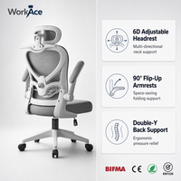 Chaise de bureau ergonomique en maille à dossier haut, pivotante, pour ordinateur, siège de travail exécutif, conforme aux normes BIFMA CE ROHS EN1335 pour le lieu de travail