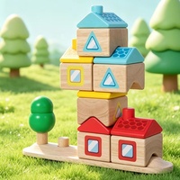 Jouet d'empilage de blocs 3D en bois massif naturel Montessori pour développer l'imagination spatiale des enfants