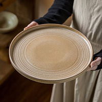 Assiettes rondes en porcelaine vintage, compatibles lave-vaisselle et micro-ondes, vaisselle pour servir des steaks, des desserts et des plats variés