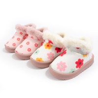 Bottes d'hiver en daim souple pour filles, personnalisées en gros, motif floral, bottines avec semelle intermédiaire en peluche et semelle extérieure en TPR antidérapante
