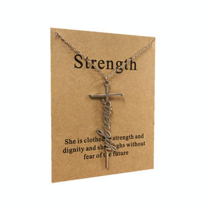 <span class=keywords><strong>Foi</strong></span> force croix collier avec pendentif jésus titane acier à la mode religieux chrétien cadeau bijoux en acier inoxydable - Product Image 3