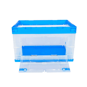 Đóng mở lưu trữ <span class=keywords><strong>bin</strong></span> lớn container lưu trữ hộp thiết kế rõ ràng Stackable có thể gập lại PP Thùng ép phun kích thước tùy chỉnh - Product Image 5