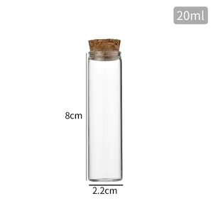 22mm Diameter Cylinder High Borosilicate Glass Vial Bottle Glass Test Tube Bottle Empty Test Tube Shot Glass With Brushand Cork