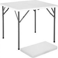 Table pliante en plastique HDPE imperméable et résistante aux UV avec support en acier, gain de place, pour extérieur, jardin, patio, pique-nique, camping, hôtel, événement