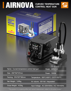 Cơ Khí Airnova 1200W Highpower Thông Minh Hot Air Gun Trạm Làm lại Horn Vòi Phun Cho Điện Thoại <span class=keywords><strong>BGA</strong></span> IC <span class=keywords><strong>PCB</strong></span> Hàn Định Hình Sửa Chữa Công Cụ - Product Image 6