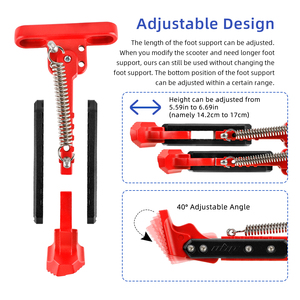 Ulip V2 17 CM Red Black <b>Adjustable</b> Fit for 9bot Max G30 Electric Scooter Kickstand Aluminum Foot Support <b>Footrest</b> Side Stand - Product Image 5