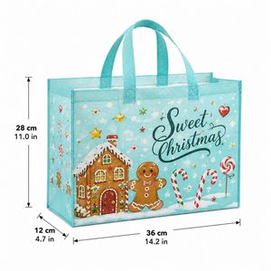 Christmas Non Woven Tote <b>Bag</b> Reusable for Holiday Ski Resort Welcome Kit Gift <b>Xmas</b> Winter Lodge Guest Amenity Custom - Product Image 4