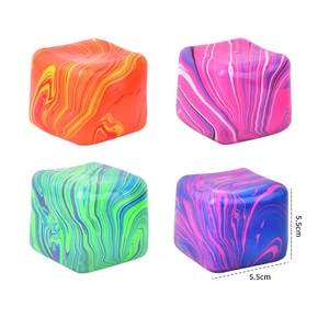 Marble Pattern Squeeze Cube Slow Rebounding Maltose TPR Squishy Solid Cube with Box Fidget Toy for Stress Relief <b>Gifts</b> - Product Image 2