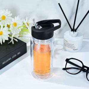 Gobelet à paille pour enfants à double paroi de 300 ml avec poignée, pré-percé pour la création de globes de neige à paillettes, léger, portable et anti-fuite - Product Image 2