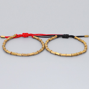 Bracelet porte-bonheur tressé à la main avec perles en cuivre pur et perles en laiton véritable, noué à la main - Product Image 3