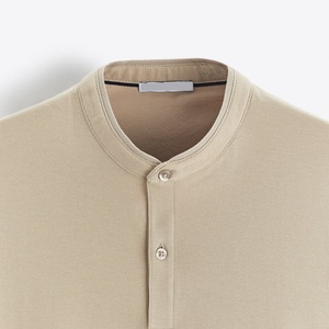 Col à revers, fermeture boutonnée sur le devant, design personnalisable, décontracté, vierge pour t-shirt pour homme à manches courtes, coton de haute qualité - Product Image 6