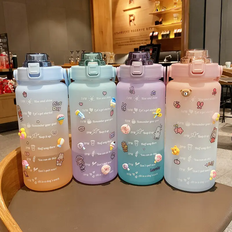 CHOOYOU Amazon Top-Seller benutzer definierte umwelt freundliche gefrostete BPA Free 64oz Kunststoff Tritan Gym motivierende Sport Wasser flasche