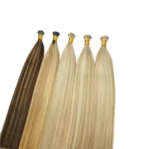 Hot Selling Russian Remy Hair Extensions Double Drawn Nano Ring Virgin Hair Silky Straight Style with Single Weft Hot Selling