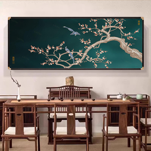 Tranh truyền thống về hoa và chim Tranh lụa lõi gỗ nguyên khối Khung góc bằng đồng Tranh trang trí cho gia đình và văn phòng - Product Image 4