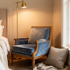 Hiện đại màu xanh nhung Ghế sofa đơn thiết kế mới đồ nội thất phòng khách nhà hàng chất lượng vải - Product Image 6