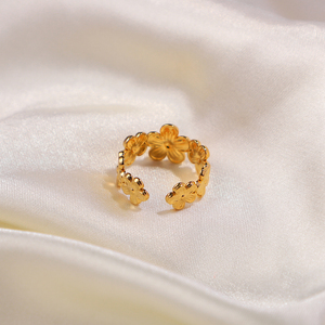 <span class=keywords><strong>Anillo</strong></span> Ajustable de Acero Inoxidable con Flor, Chapado en Oro de <span class=keywords><strong>18k</strong></span>, Resistente al Agua, para Mujer, Regalo de Boda, Joyería Exquisita - Product Image 2