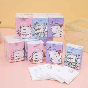 Pañuelos de bolsillo con estampado de dibujos animados personalizados, 3 capas, 9 Uds., pañuelo de oso blanco bonito, toalla de mano de <span class=keywords><strong>papel</strong></span> de alta calidad - Product Image 3