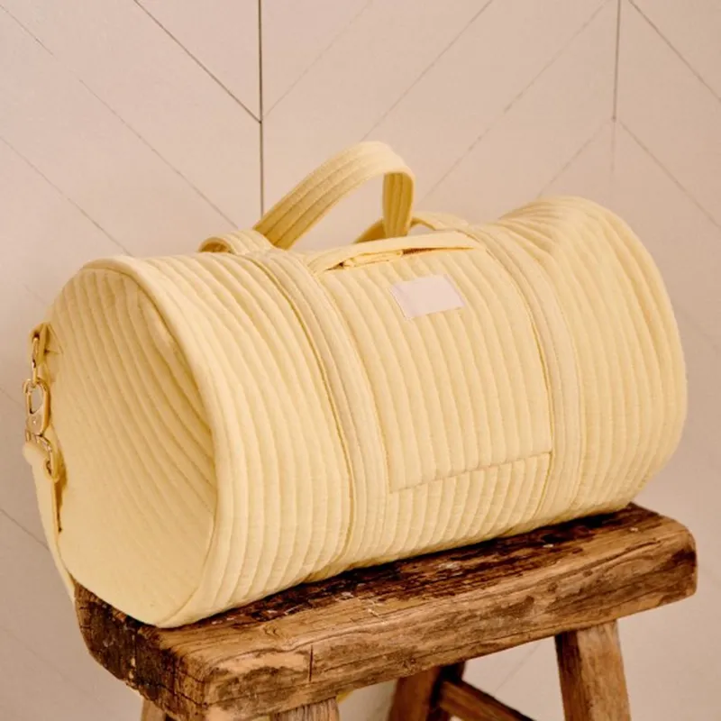 Bolsa de viaje acolchada de algodón grande con logotipo de tamaño personalizado con correa cruzada ajustable