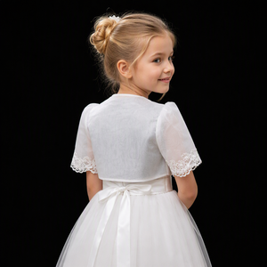 D1329 Chal infantil <span class=keywords><strong>de</strong></span> encaje blanco con cuentas para boda, capa para <span class=keywords><strong>vestidos</strong></span> <span class=keywords><strong>de</strong></span> novia, chaqueta - Product Image 2