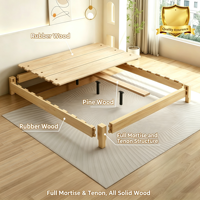 Lit en bois massif fait main, lit en bois traditionnel chinois et japonais, meubles à jointure par mortaise et tenon, lit 150x200cm ou 180x200cm