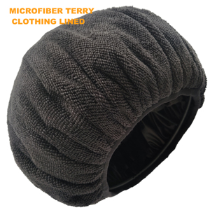 <span class=keywords><strong>Bonnet</strong></span> de douche en satin doublé de microfibre pour femmes - Product Image 4