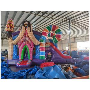 Château gonflable commercial double piste pour enfants, thème bonbons, <span class=keywords><strong>avec</strong></span> <span class=keywords><strong>piscine</strong></span> géante, prix usine, en vente - Product Image 4