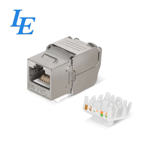 Prise Keystone femelle LE blindée 180 degrés sans outil 8P8C STP FTP Cat6 Cat6A argentée - Product Image 1
