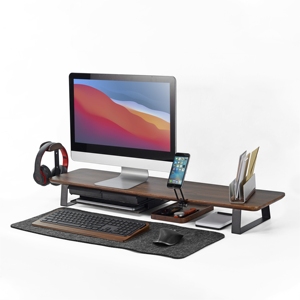 Soporte Elevador de Monitor de Madera SAMDI de 2 Niveles para Laptop con Altura Ajustable de 720-1170 mm y Accesorios Instalables, Organizador de Escritorio - Product Image 1