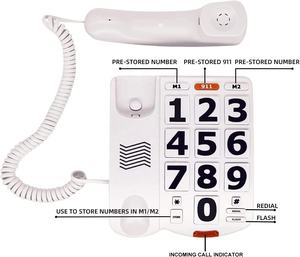 Téléphone à gros boutons pour téléphones terrestres pour personnes âgées malvoyantes, avec sonnerie extra forte, gros boutons faciles - Product Image 3
