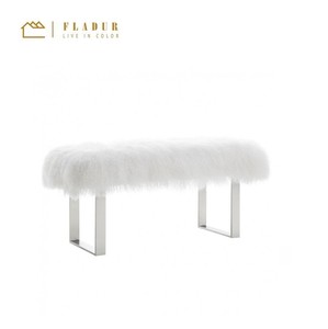 Fluffy Furry Bianco di Pelle Di Pecora Oro Gambe In Metallo Pouf Banco per Salotto Camera Da Letto soggiorno - Product Image 2