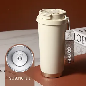 High Quality 530ML 316 Stainless Steel Insulated Travel Tumbler <b>Mug</b> <b>Double</b> <b>Wall</b> with Rope Coffee Cup Lid - Product Image 4