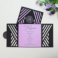 Tarjeta de Invitación Personalizada con Corte Láser, Tarjeta Interior Impresa, Etiqueta con Monograma, Programa de Fiesta de Cumpleaños, Tarjeta de Menú