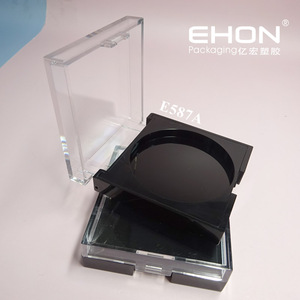 Wholesale Black <b>Square</b> ABS Lightweight Blush Case China Empty Compact Powder Palette Cosmetic Box Eye Shadow Packaging - Product Image 4