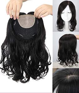 Largo y rizado cabello humano Remy ondulado Topper Base corona pelo pieza Clip en seda peluca llena de encaje suizo europeo de la onda del cuerpo del pelo pequeña - Product Image 5